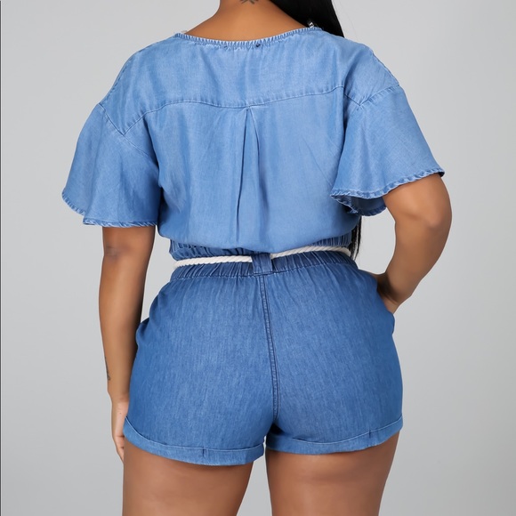 Haute Monde Denim Linen Shorts - Picture 4 of 5